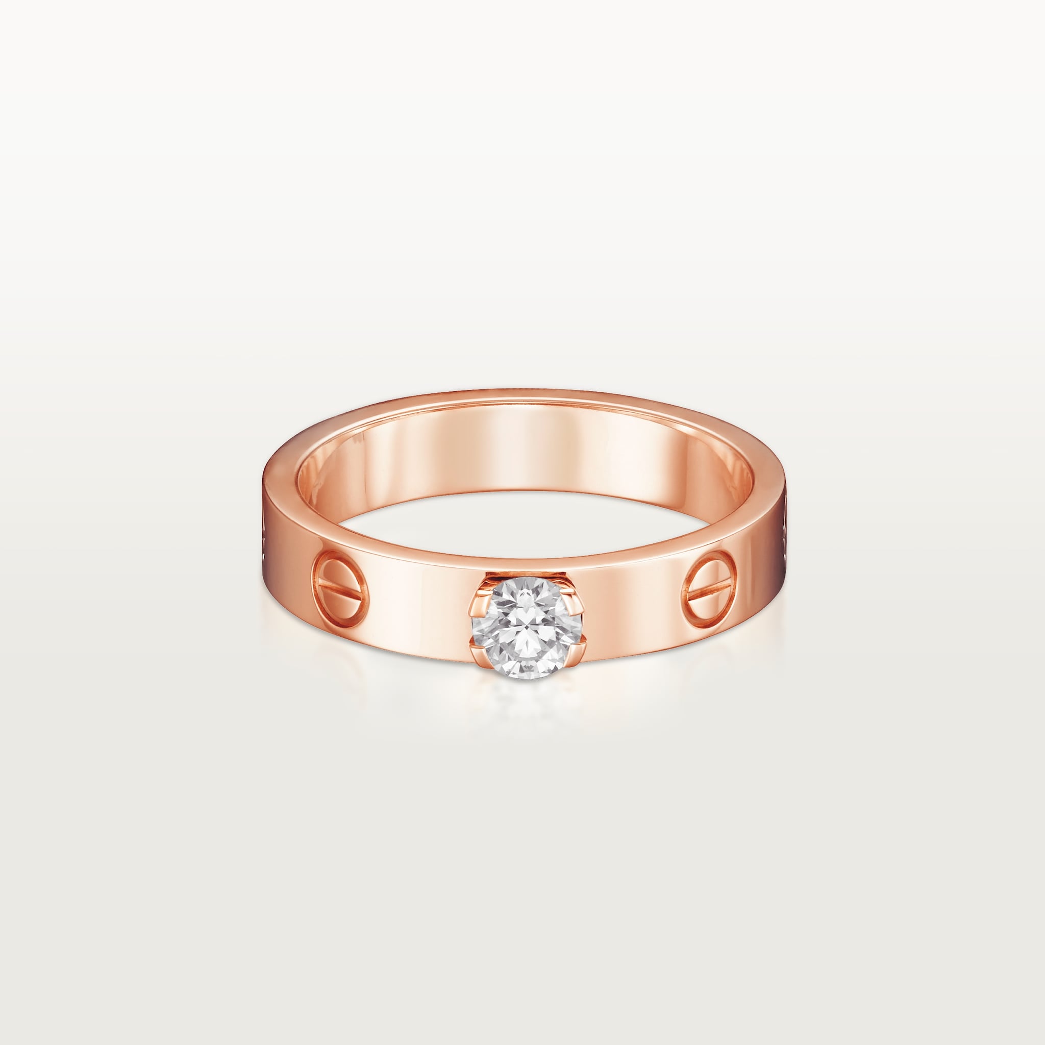 Love 單鑽戒指18K玫瑰金，鑽石