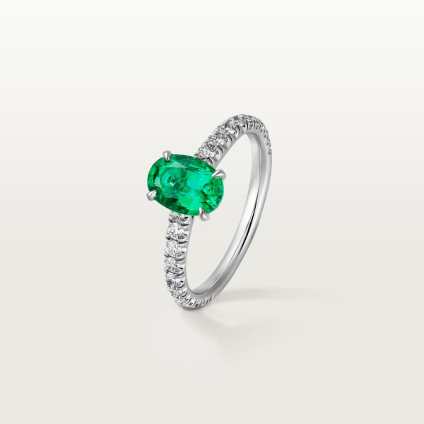 Solitaire 1895 單鑽戒指 鉑金，祖母綠，鑽石