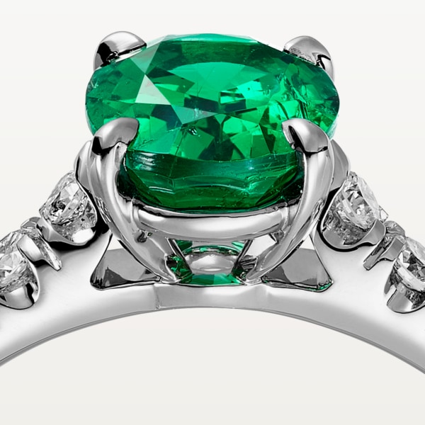 Solitaire 1895 單鑽戒指 鉑金，祖母綠，鑽石