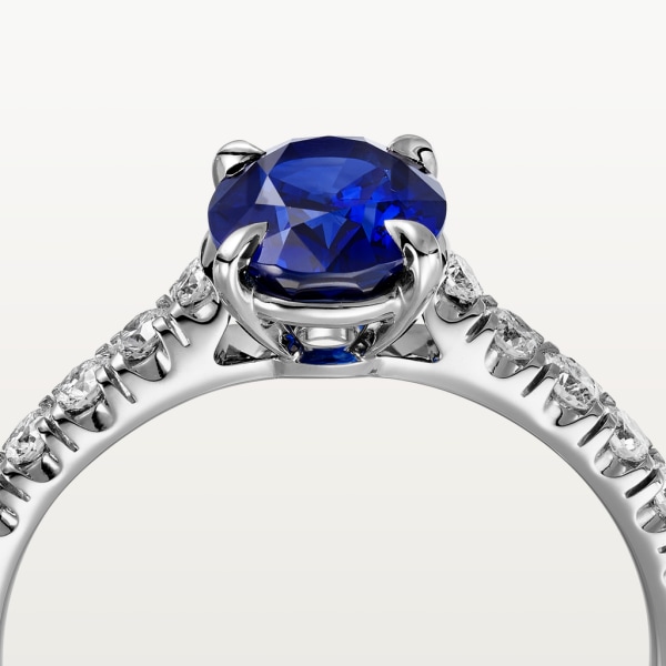 Solitaire 1895 單鑽戒指 鉑金，藍寶石，鑽石
