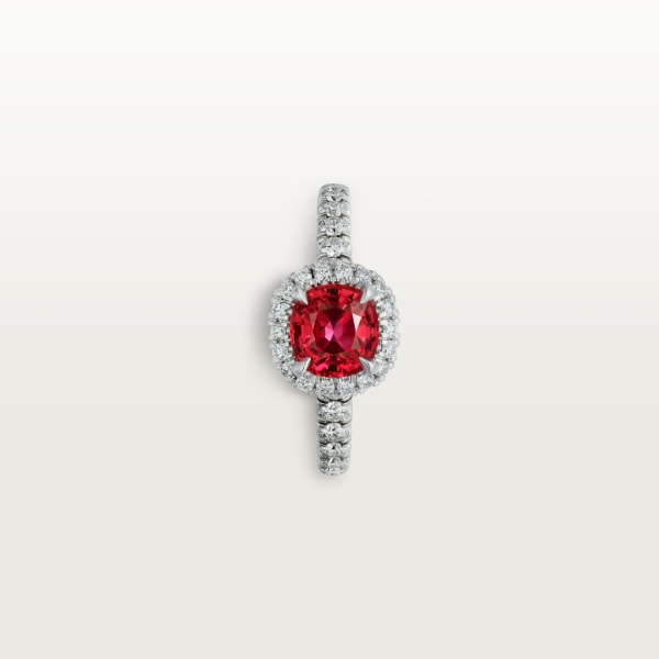 Cartier Destinée Solitaire 彩色寶石戒指 鉑金，紅寶石，鑽石