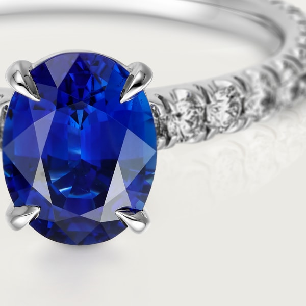 Solitaire 1895 單鑽戒指 鉑金，藍寶石，鑽石