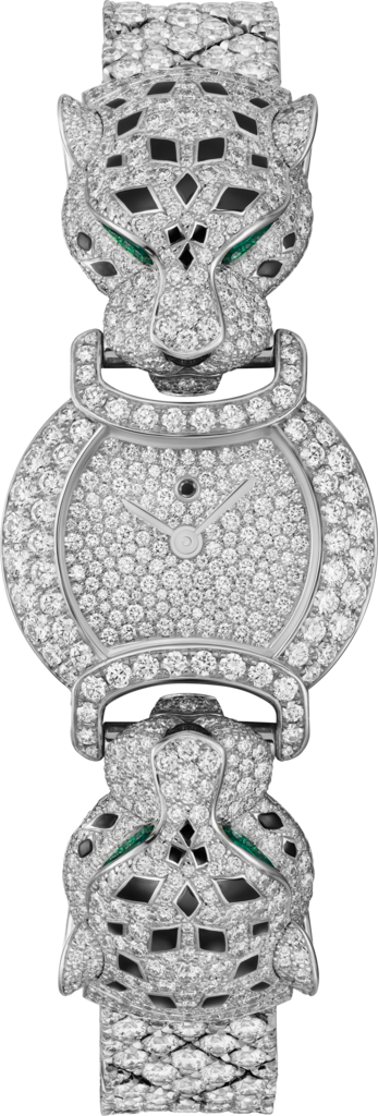 La Panthère de Cartier 腕錶22.2毫米，石英機芯，鍍銠飾面白色黃金，鑽石，金屬錶鏈
