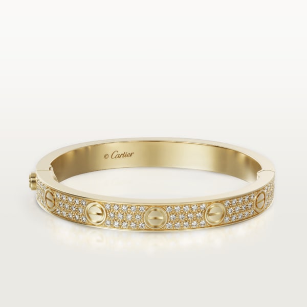 Love bracelet, diamond-paved Yellow gold, diamonds