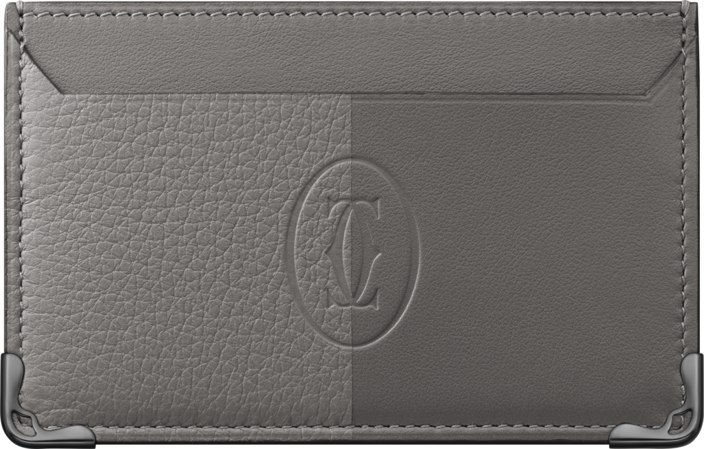 Must de Cartier 卡片夾光滑及粒面灰色牛皮，鍍釕飾面