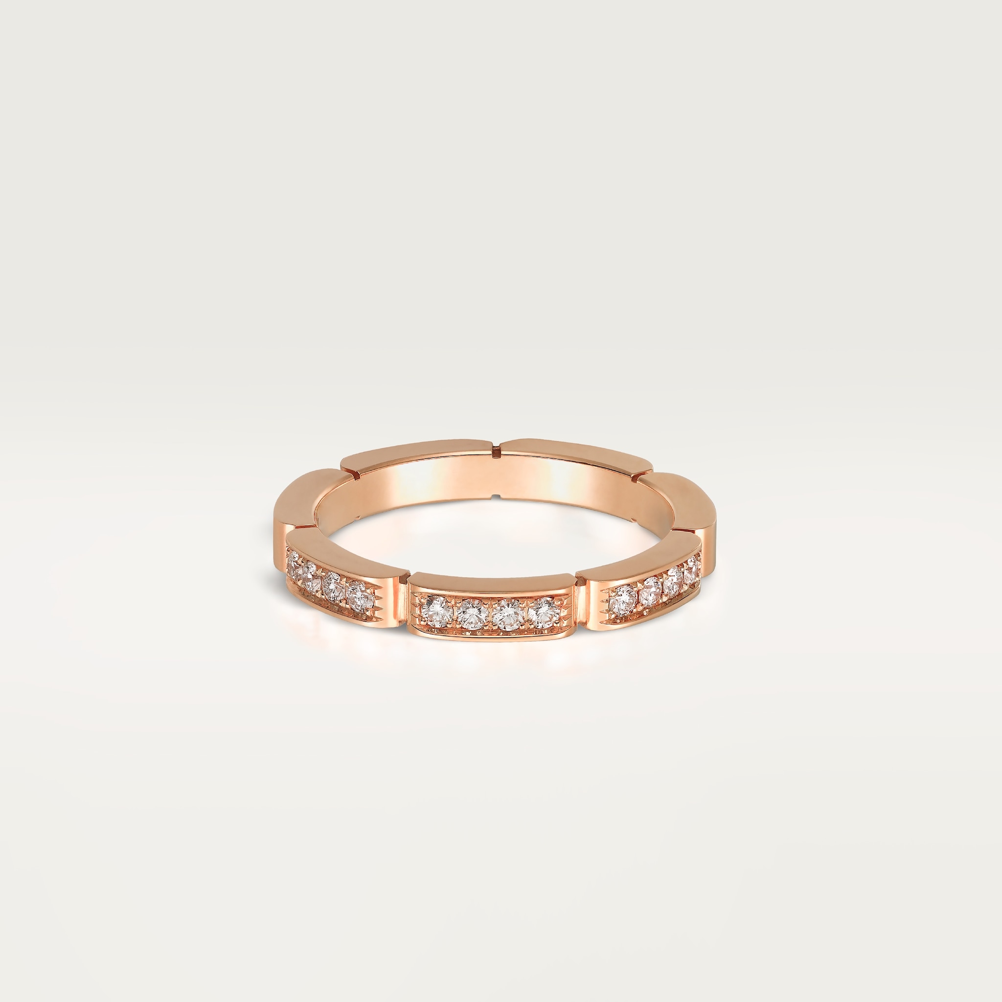Maillon Panthère 結婚戒指，半鋪鑲鑽石18K玫瑰金，鑽石