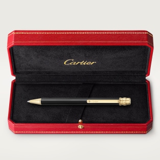 Santos de Cartier ballpoint pen, small model Black lacquer, golden-finish