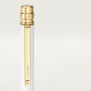 Santos de Cartier ballpoint pen, small model White lacquer, golden finish