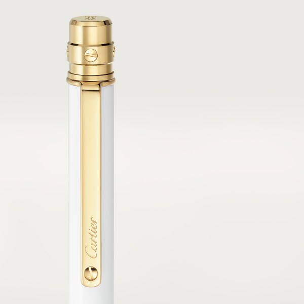Santos de Cartier ballpoint pen, small model White lacquer, golden finish