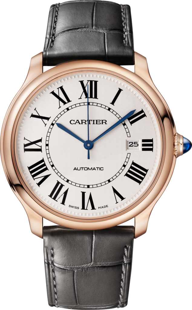 Ronde Louis Cartier watch40 mm, mechanical movement with automatic winding, rose gold, leather