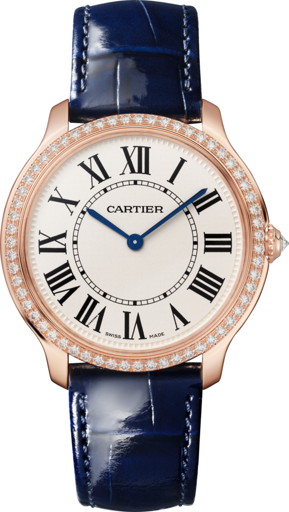 Ronde Louis Cartier watch36 mm, quartz movement, rose gold, diamonds, leather