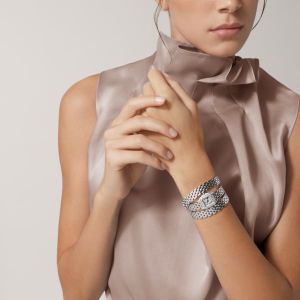 Panthère de Cartier 腕錶 迷你款，石英機芯，18K白色黃金，鑽石
