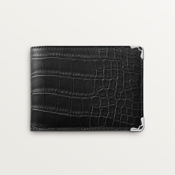 6-Credit Card Wallet, Must de Cartier Black alligator skin, stainless steel finish