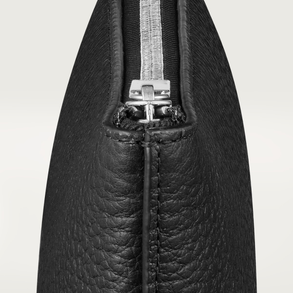 MUST DE CARTIER 手拿包，小型款 黑色小牛皮，鍍鈀飾面