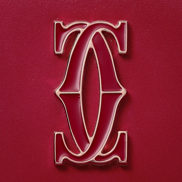 C de Cartier 翻蓋銀包 櫻桃紅色小牛皮，金色及櫻桃紅色琺瑯飾面