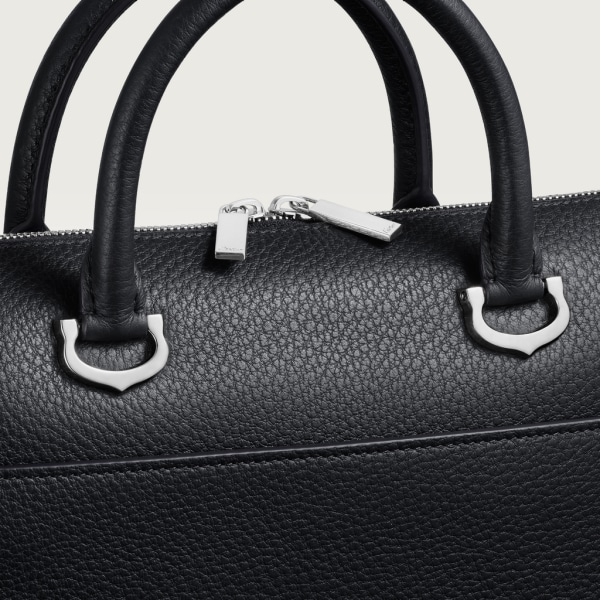 Must de Cartier 公文包，小型款 黑色小牛皮，鍍鈀飾面
