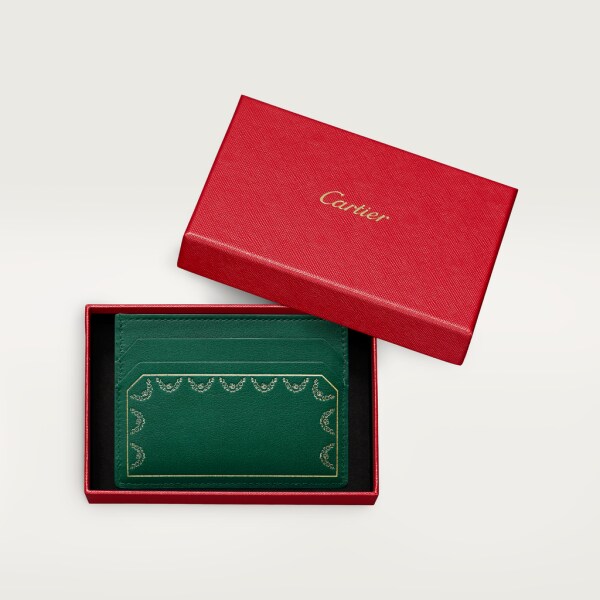 Guirlande de Cartier 卡片夾 綠色小牛皮，金色飾面