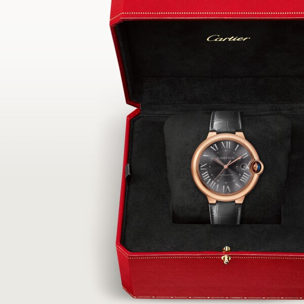 Ballon Bleu de Cartier 腕錶 40毫米，自動上鏈機械機芯，18K玫瑰金，皮革