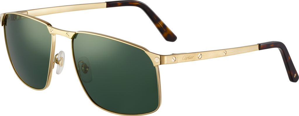 Santos de Cartier 太陽眼鏡光滑及磨砂金色飾面金屬，綠色偏光鏡片