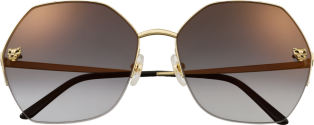 Panthère de Cartier 太陽眼鏡 光滑金色飾面金屬，灰色漸變鏡片，金色鏡面效果