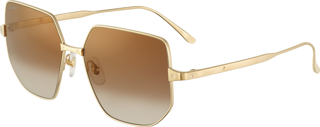 Santos de Cartier sunglassesSmooth and brushed golden-finish metal, graduated brown lenses with golden flash