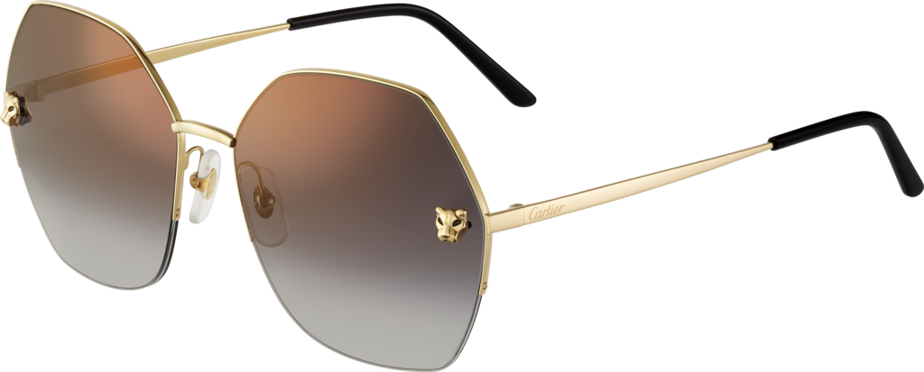 Panthère de Cartier sunglassesSmooth golden-finish metal, graduated grey lenses with golden flash