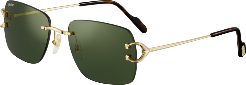 Signature C de Cartier 太陽眼鏡光滑金色飾面金屬，綠色鏡片