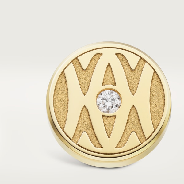 C de Cartier 金色標誌袖扣。 黃金，明亮式切割圓鑽。