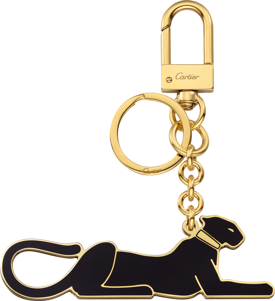 Diabolo de Cartier 美洲豹鑰匙圈漆面金色飾面金屬