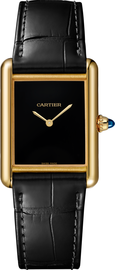 Tank Louis Cartier 腕錶大型款，手動上鏈機械機芯，黃金，皮革