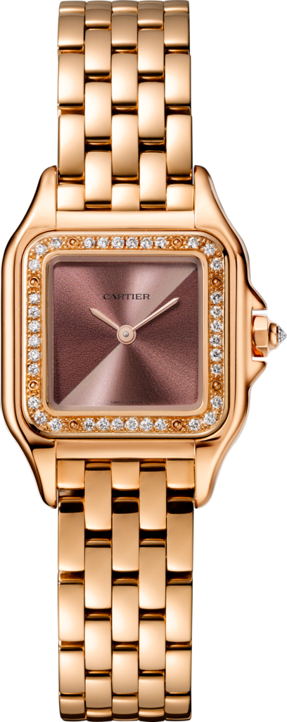 Panthère de Cartier 腕錶小型款，石英機芯，玫瑰金，鑽石