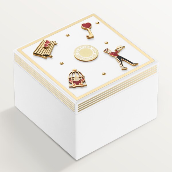Diabolo de Cartier box, medium model Lacquered wood and lacquered gold-finish metal