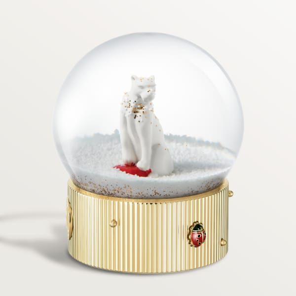 Diabolo de Cartier snow globe Glass, lacquered gold-finish metal