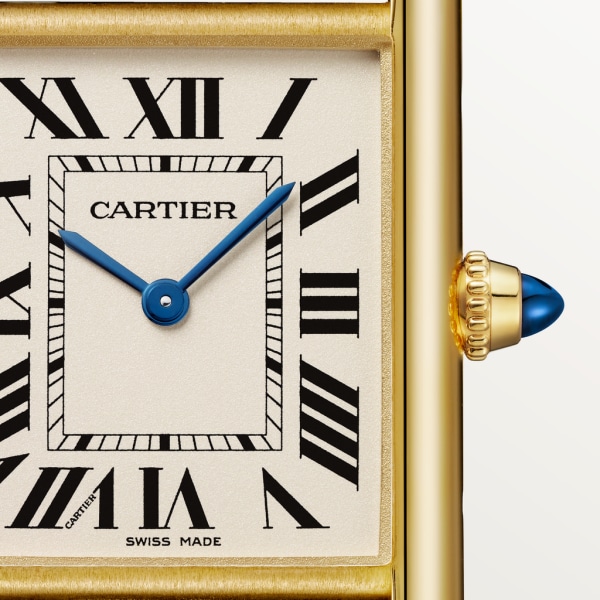 Tank Louis Cartier 腕錶 大型款，石英機芯，18K黃金，皮革