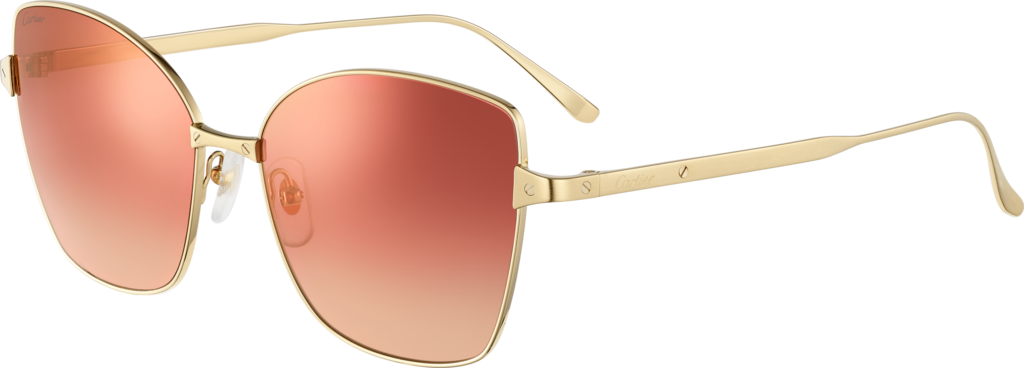 Santos de Cartier sunglassesSmooth and brushed golden-finish metal, graduated burgundy lenses with pink flash