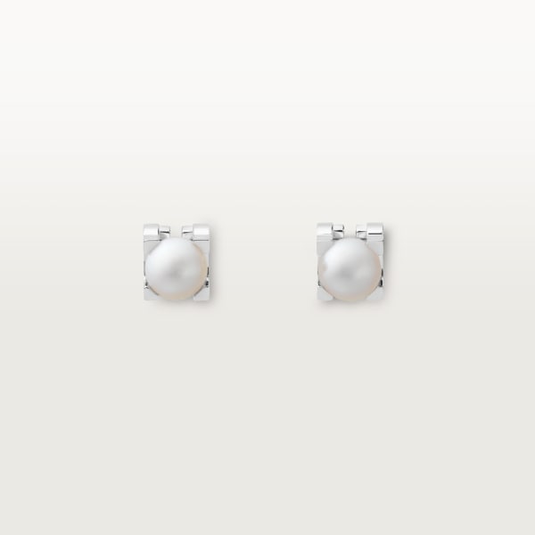 C de Cartier 耳環 18K白色黃金，珍珠