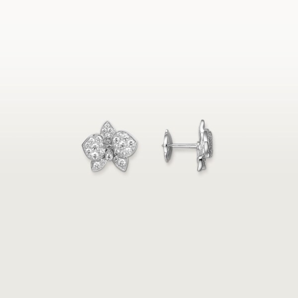 Caresse d’Orchidées par Cartier 耳環 18K白色黃金，鑽石