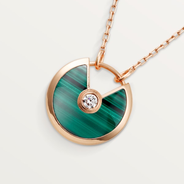 Amulette de Cartier 項鏈，小型款 玫瑰金，孔雀石，鑽石