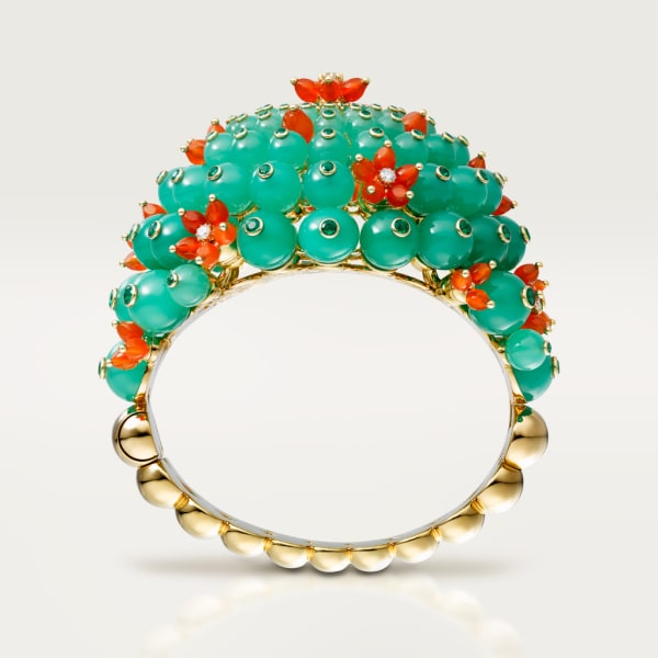 Cactus de Cartier 手鐲 黃金，祖母綠，綠玉髓，紅玉髓，鑽石