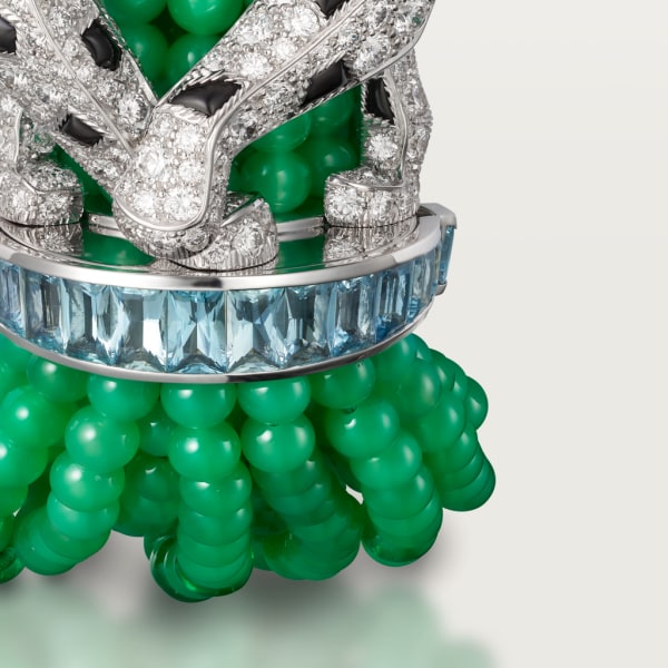 Panthère de Cartier bracelet White gold, onyx, emeralds, chrysoprases, aquamarines, diamonds