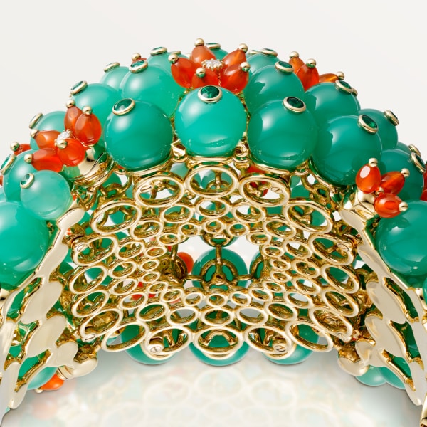 Cactus de Cartier 手鐲 黃金，祖母綠，綠玉髓，紅玉髓，鑽石
