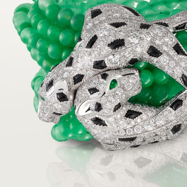 Panthère de Cartier 手鐲 白色黃金，縞瑪瑙，祖母綠，綠玉髓，海藍寶石，鑽石