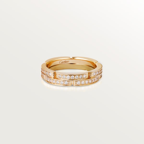 Maillon Panthère 高級結婚戒指，鋪鑲2行半圈鑽石 18K黃金，鑽石