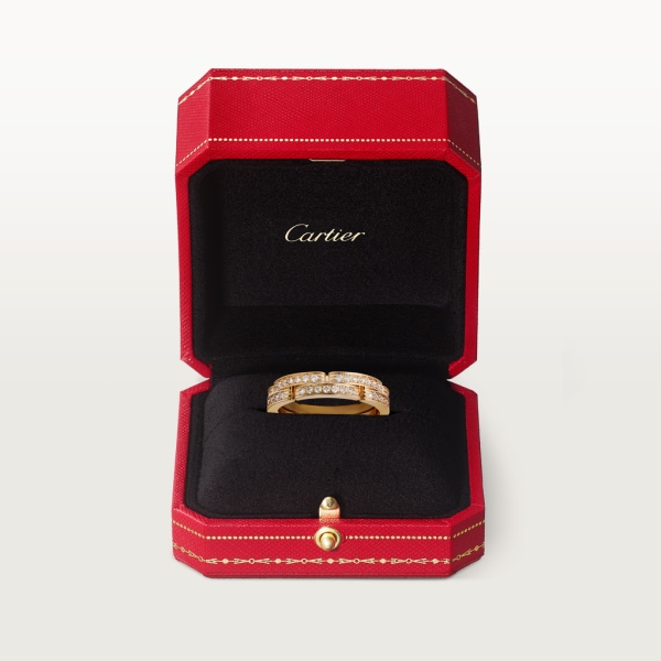 Maillon Panthère 高級結婚戒指，鋪鑲2行半圈鑽石 18K黃金，鑽石