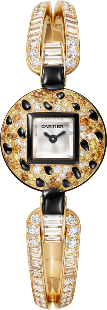 Joaillière Panthère 腕錶21.66毫米，石英機芯，黃金，玫瑰金，鑽石，縞瑪瑙