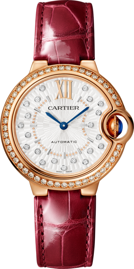 Ballon Bleu de Cartier 腕錶33毫米，自動上鏈機械機芯，玫瑰金，鑽石，皮革