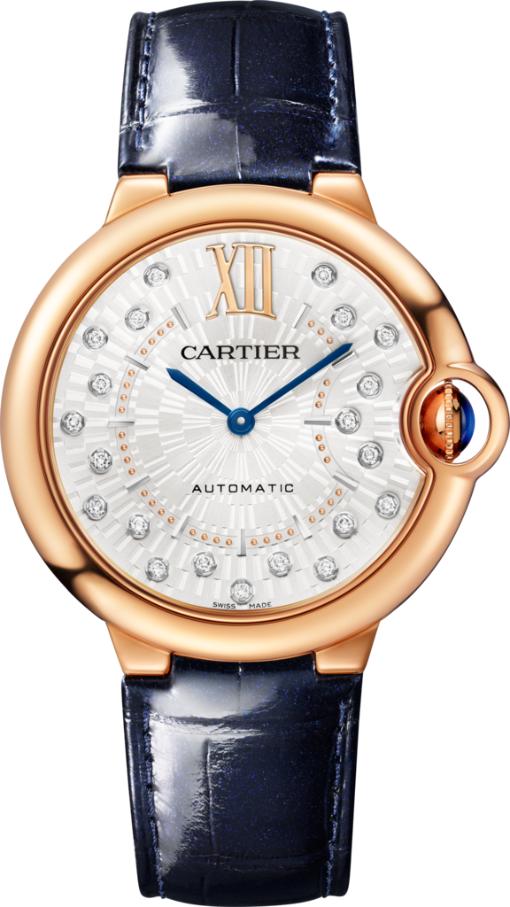 Ballon Bleu de Cartier 腕錶36毫米，自動上鏈機械機芯，玫瑰金，鑽石，皮革