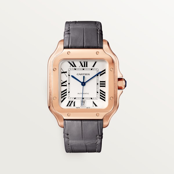 Santos de Cartier 腕錶 大型款，自動上鏈機械機芯，18K玫瑰金，2條可更換式皮革錶帶