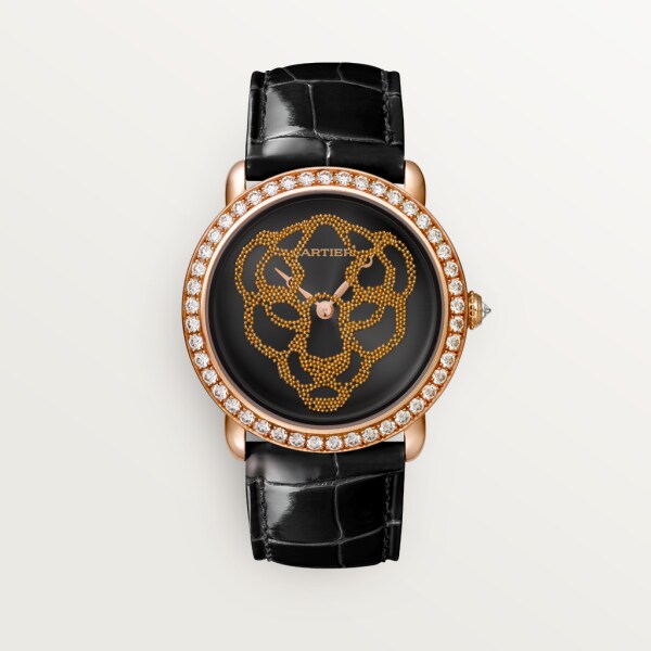 CRHPI01259 - Révélation d'une Panthère watch - 37mm, hand-wound mechanical  movement, rose gold, diamonds, rose gold beads - Cartier