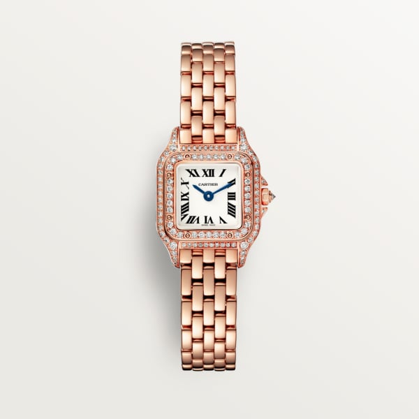 Panthère de Cartier watch Mini model, quartz movement, rose gold, diamonds